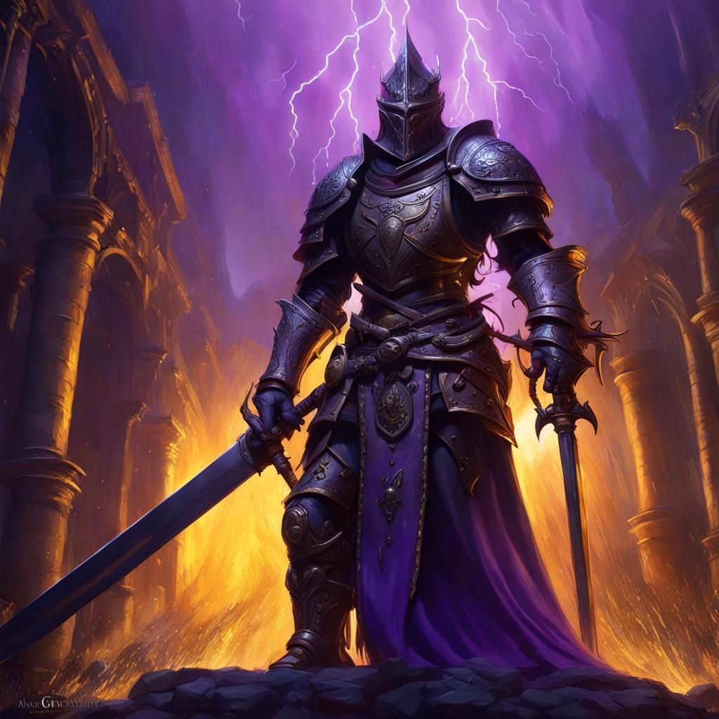 Macabre Knight in Stormy Dark Fantasy Style