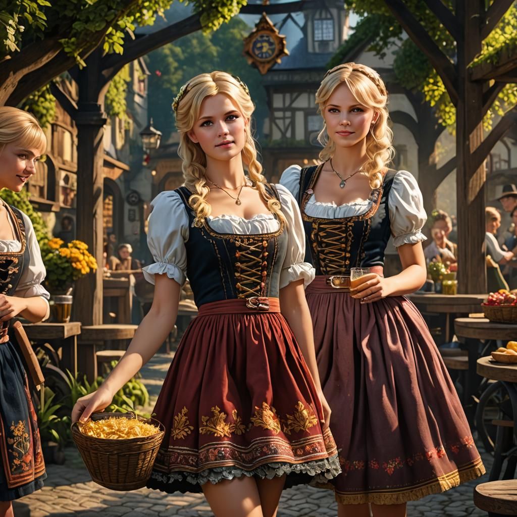 Oktoberfest Maiden in German Dress: Fantasy Art