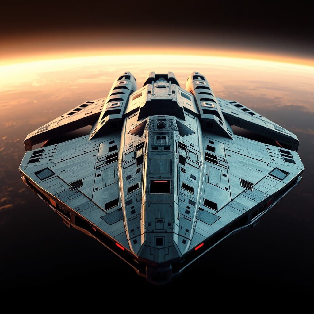 Galactic Spacecraft in Cinematic Battlestar Galactica Style