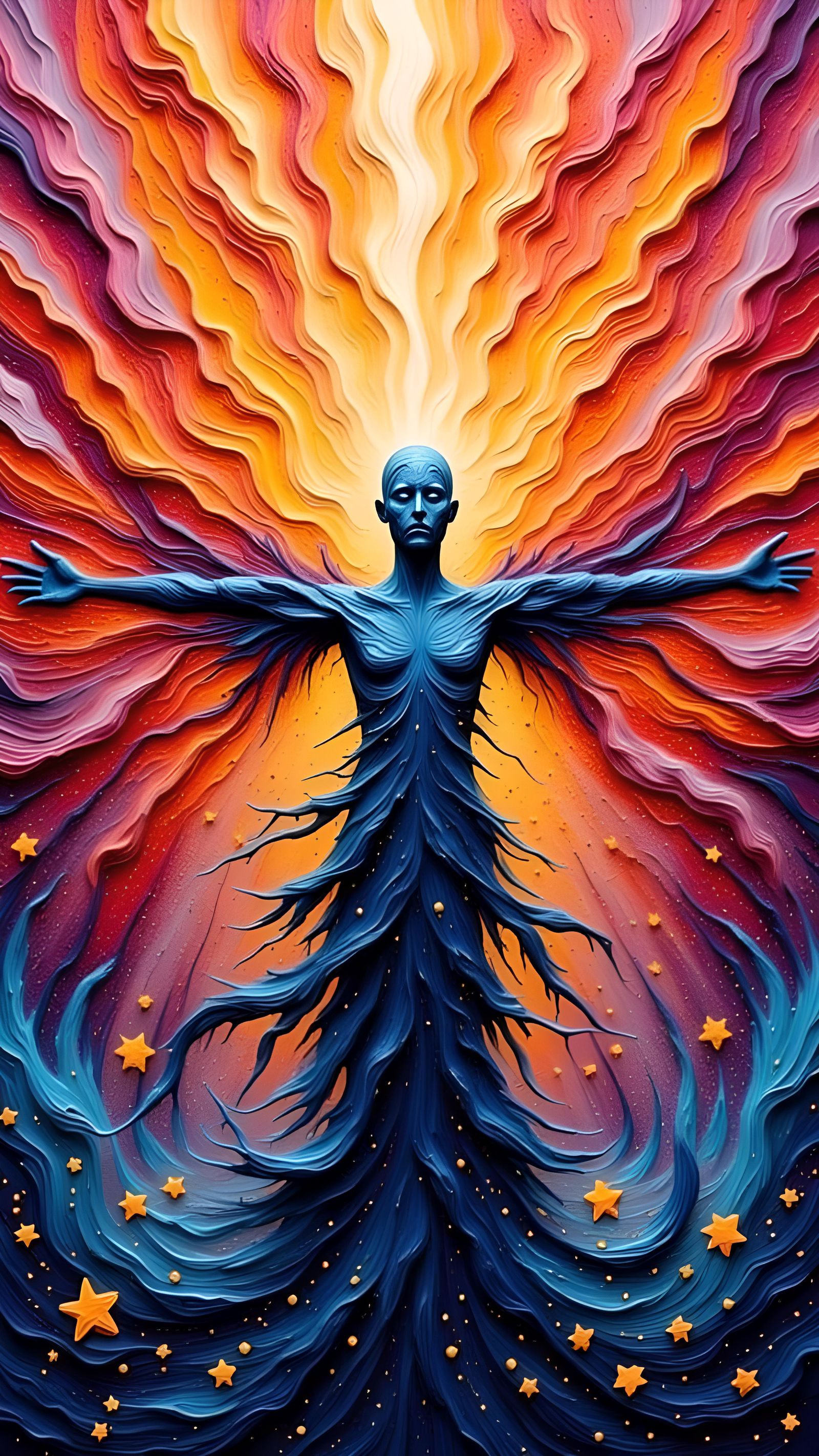 Ethereal AI Energy Portrait in Impasto Acrylic