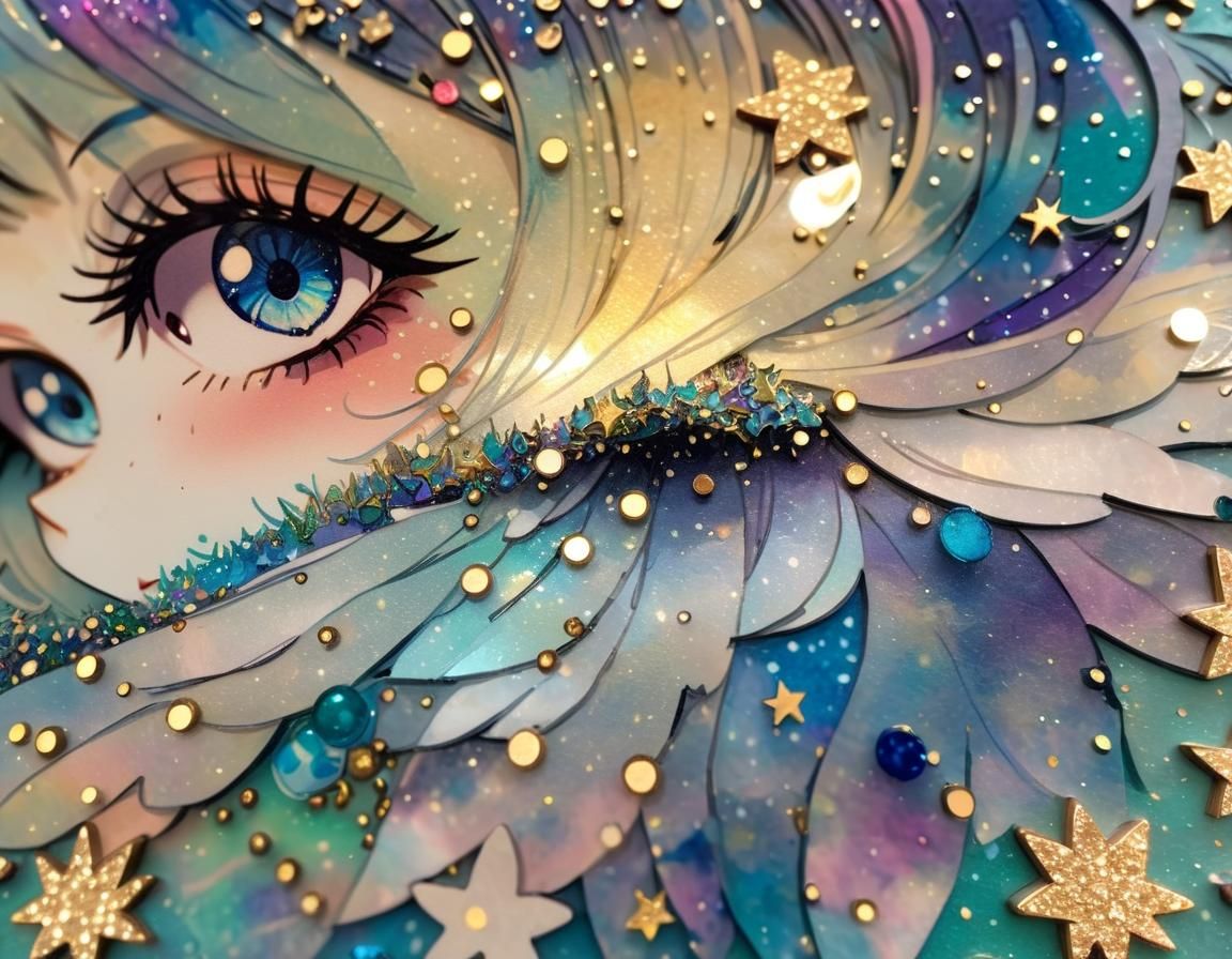 Sparkling Shattered Cosmos in Alcohol Ink Style