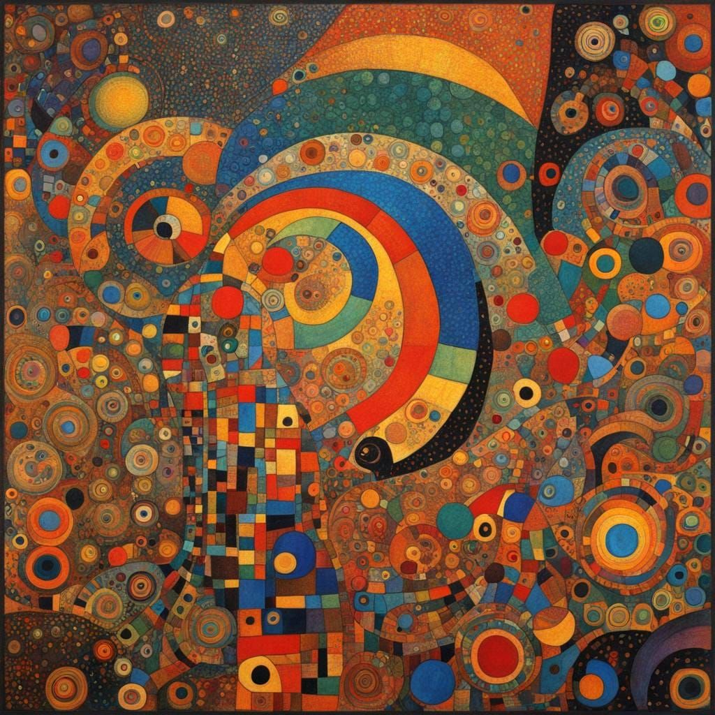 Art Nouveau Wonderland as Vibrant Geometric Abstract Art