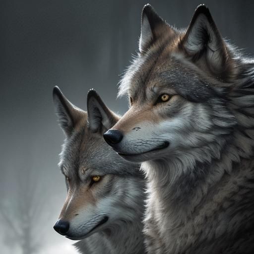 Hyperrealistic Wolves in Cinematic Composition