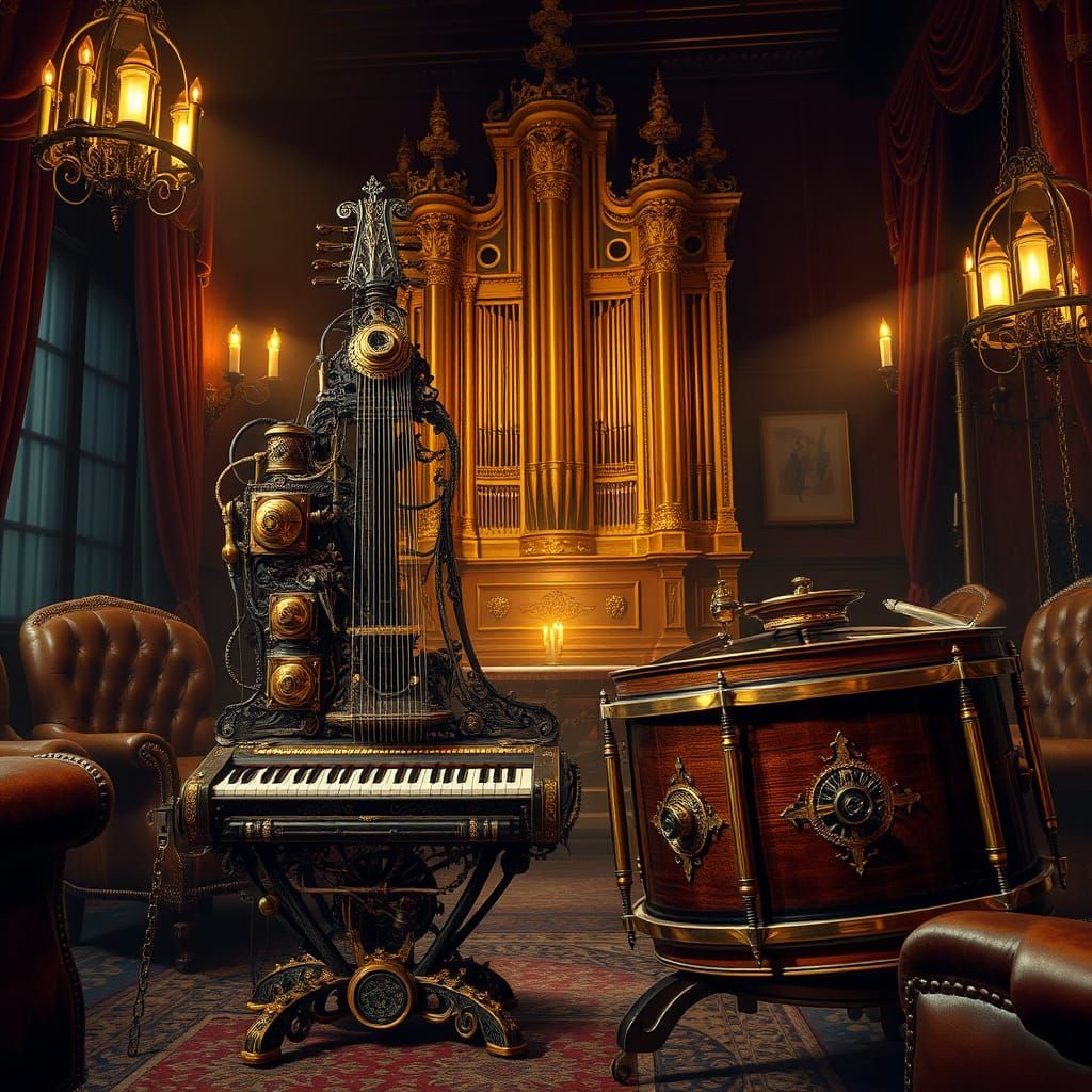 Steampunk Music Box in a Victorian Setting