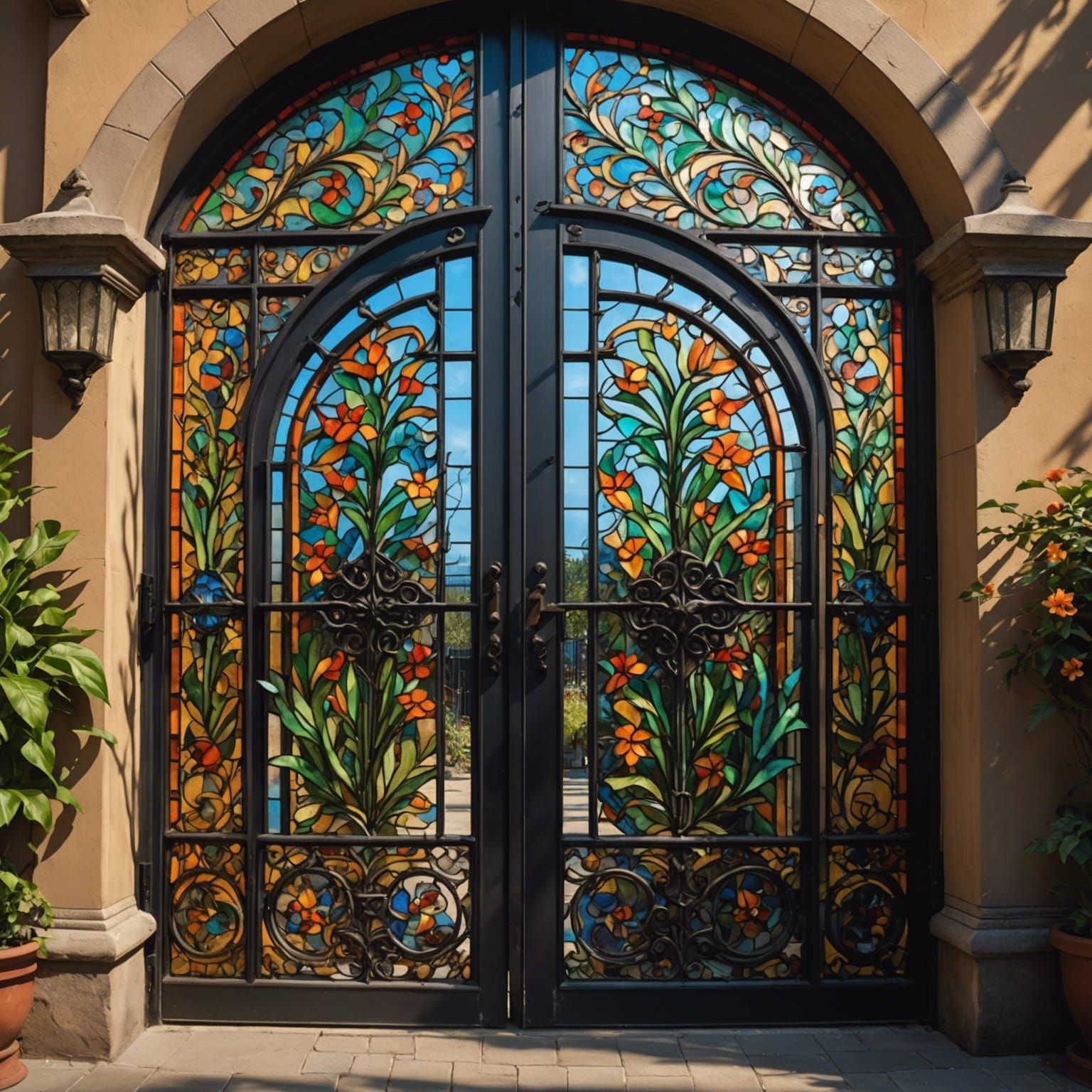 Stunning Stained Glass Gates to Botanical Garden