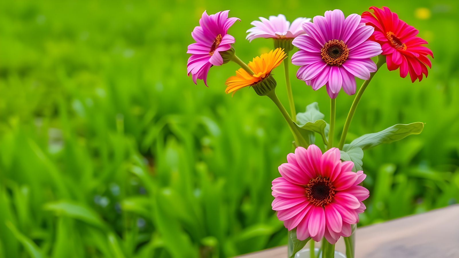 Elegant Blooms Against Lush Green Fields