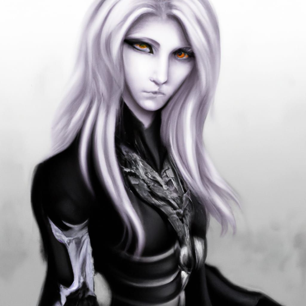 Changeling Rogue in Black Armor, Fantasy Digital Art