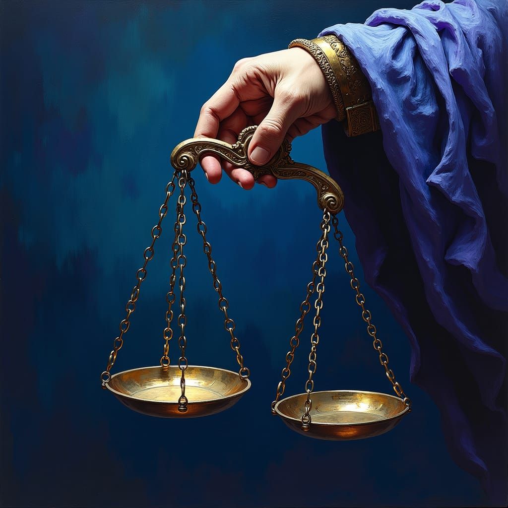 Justice Scale in Van Gogh Style