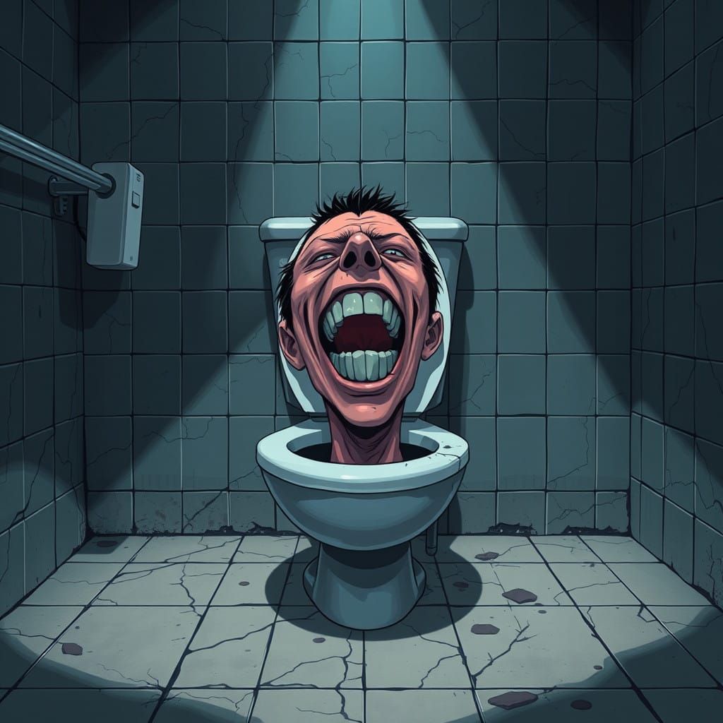 Haunting Toilet Emerge Horror Scene