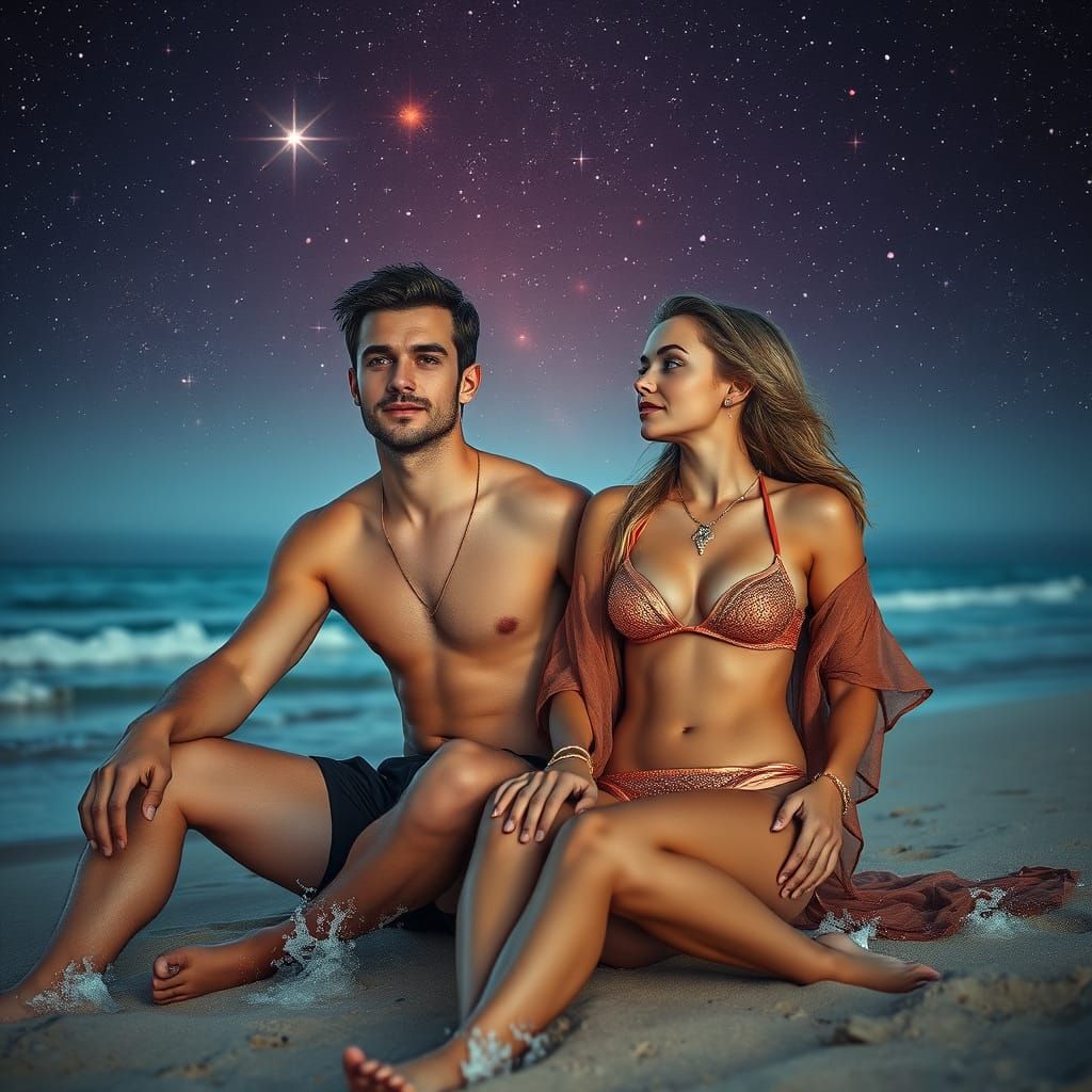 Happy Couple Under Starry Night