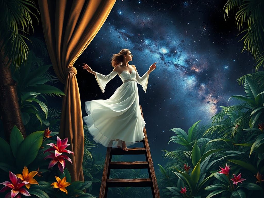 Surreal Tropical Jungle Unveils Cosmic Secrets in Hyper-Real...