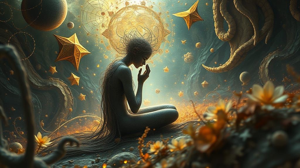 Surreal Figure in Dreamlike Liminal World