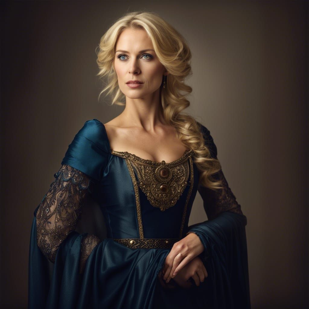 Elegant Medieval Queen Portrait of a Blonde Woman