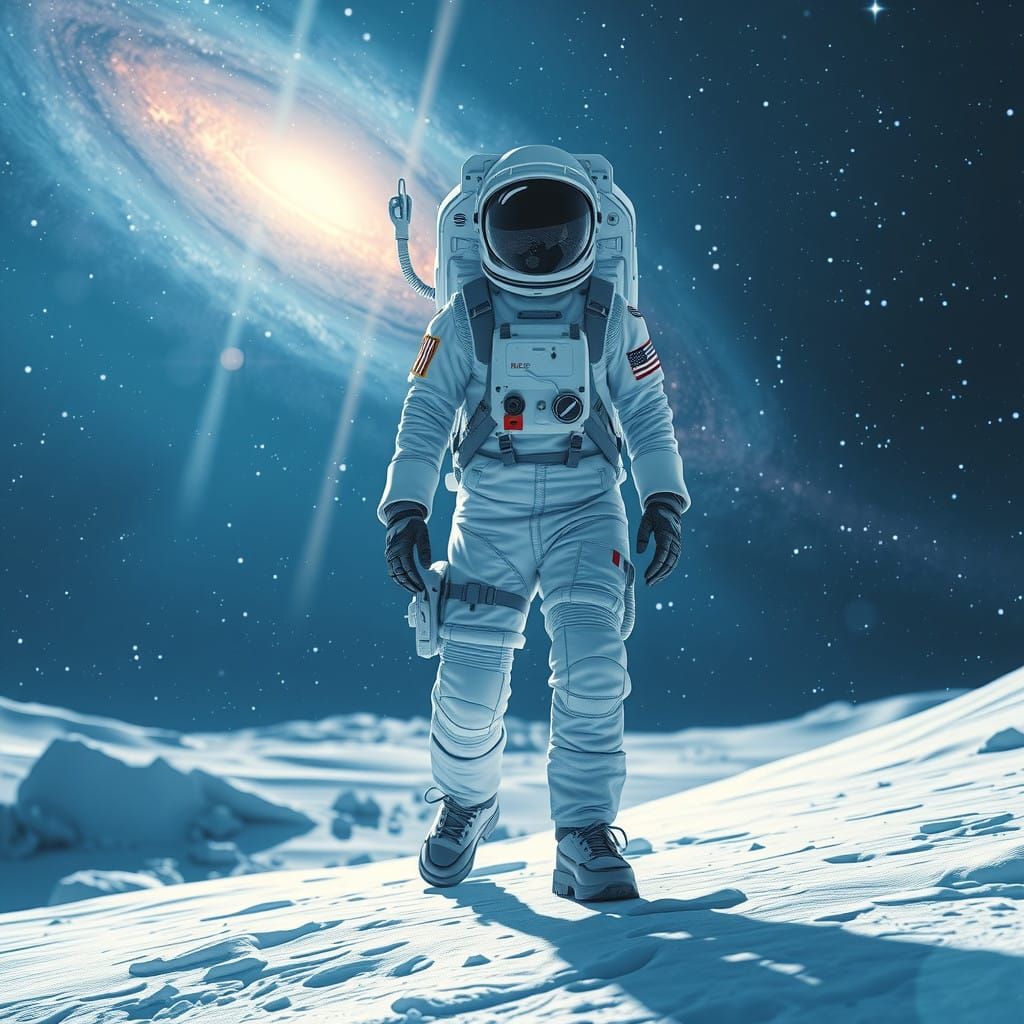 Cosmic Winter Wanderer in Starry Galaxy