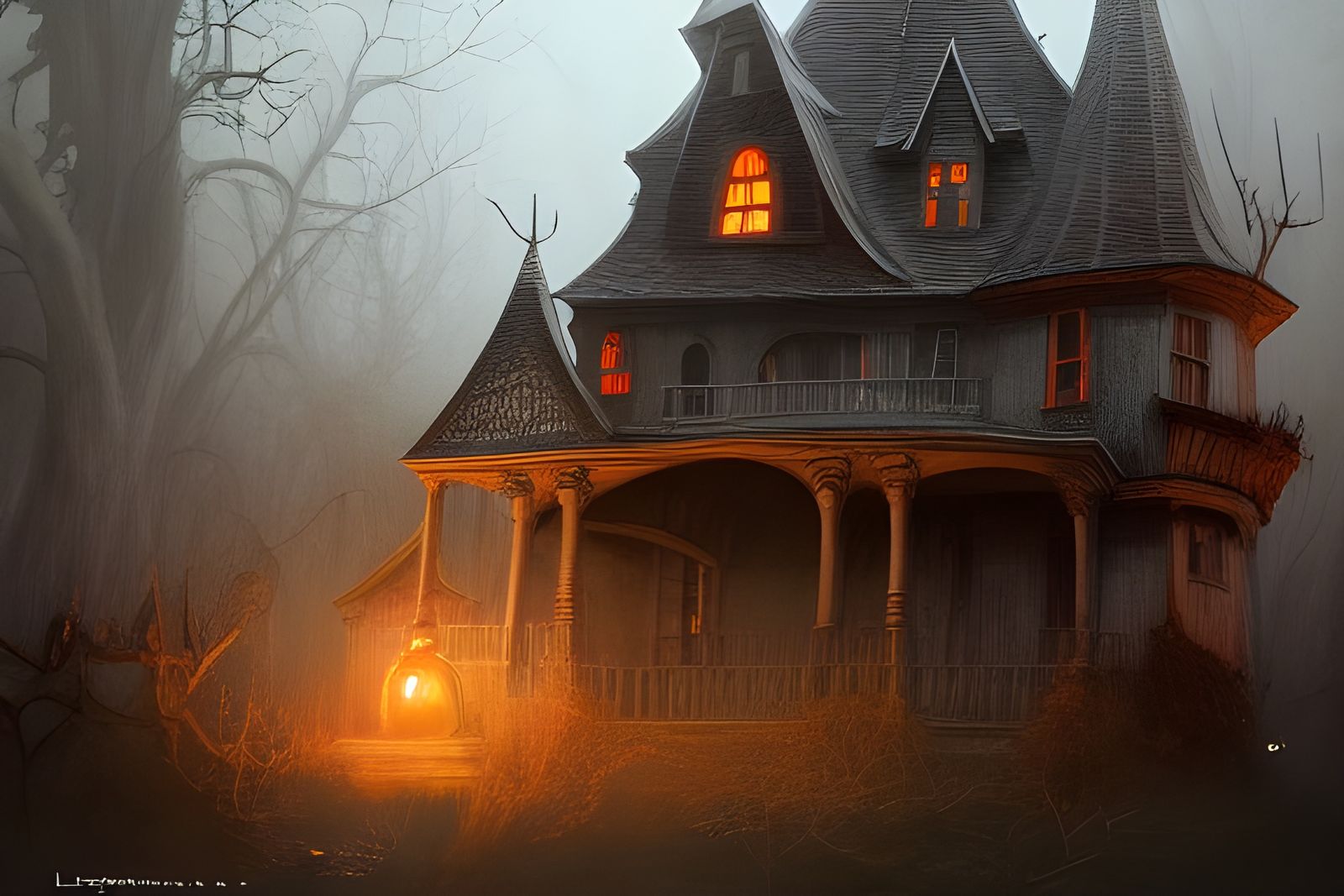 Scary Halloween Witch House in Fantasy Style