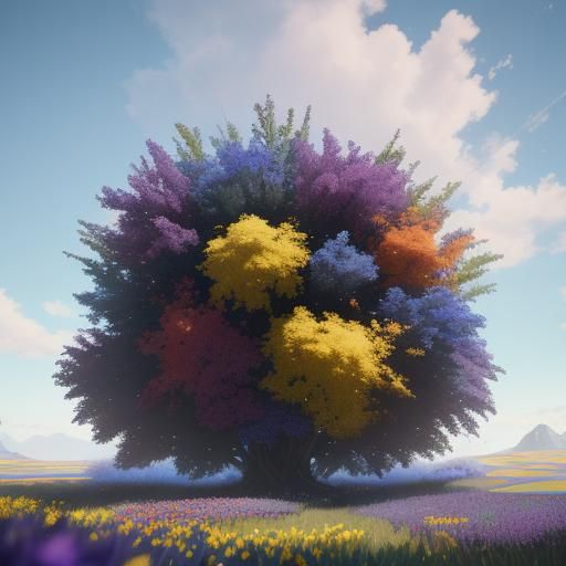 Vibrant Flower Field Fantasy Concept Art