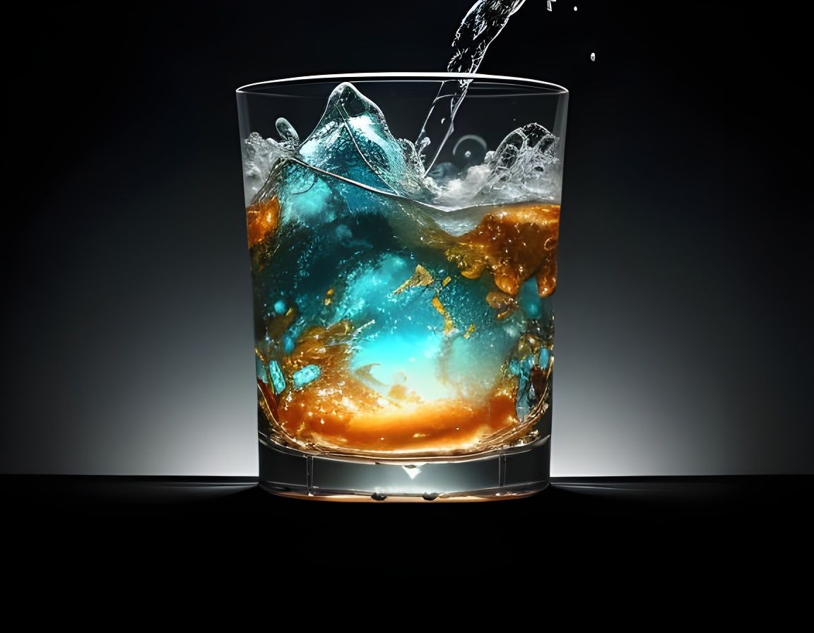 Stormy Sea in a Glass: Hyperrealistic Splash Art