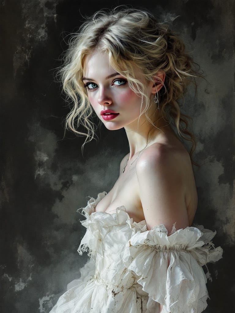 Pin-Up Woman in Gothic Style with Luminous Depth