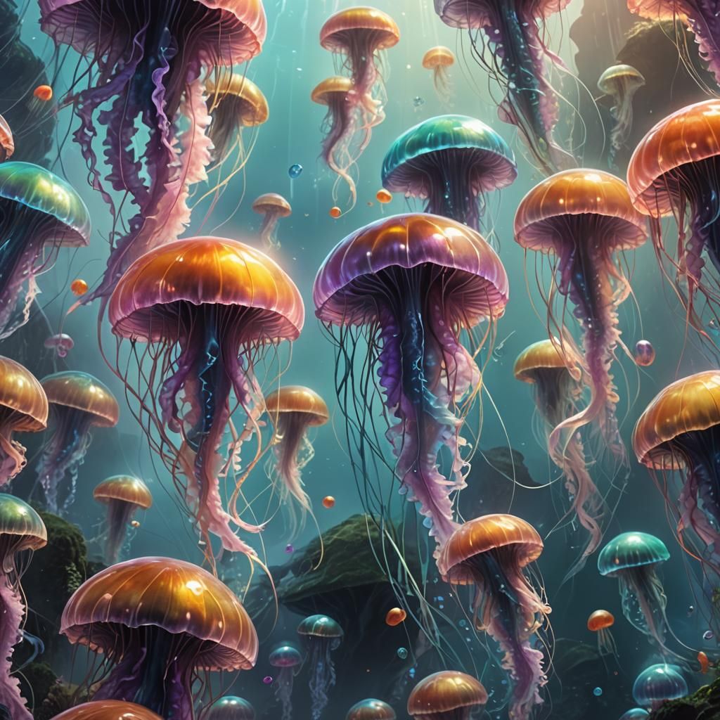 Bioluminescent Jellyfish Emerges from Ocean Depths