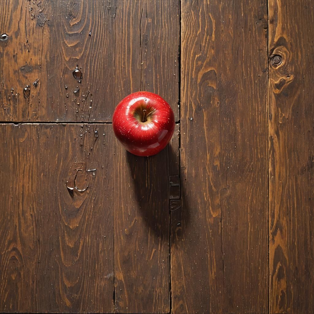 Hyperrealistic Still Life of a Red Apple