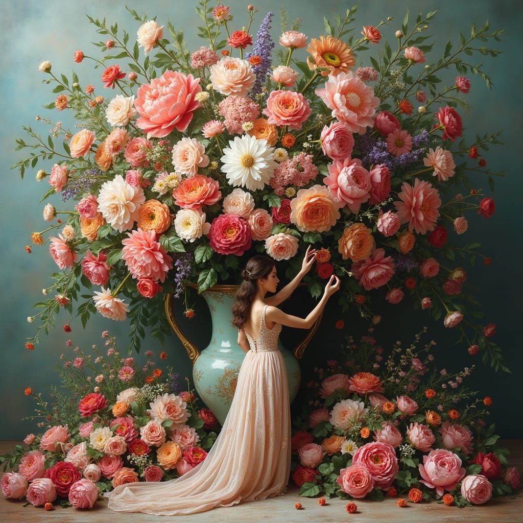 Janice Contemplates a Maximalist Floral Bouquet