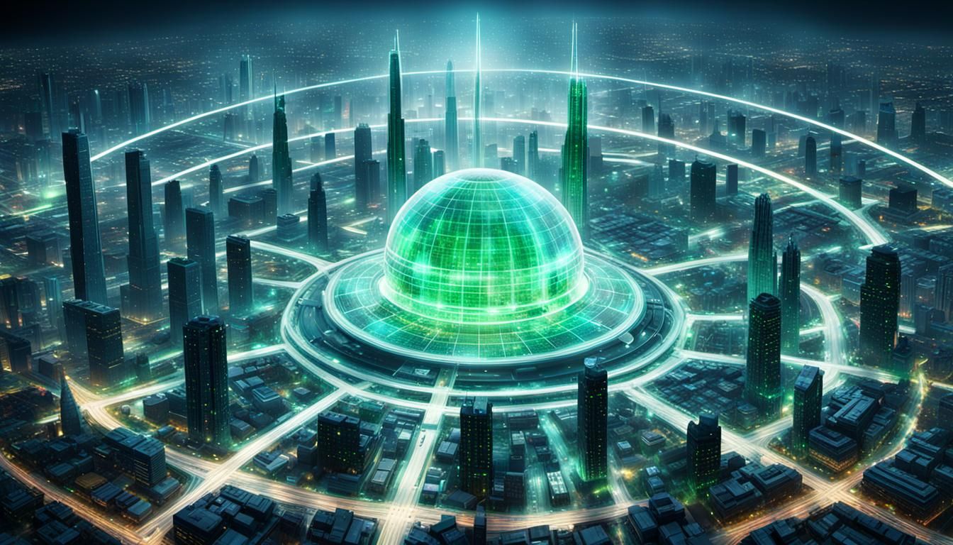 Holographic Alien Cityscape in Eerie Extraterrestrial Spacep...