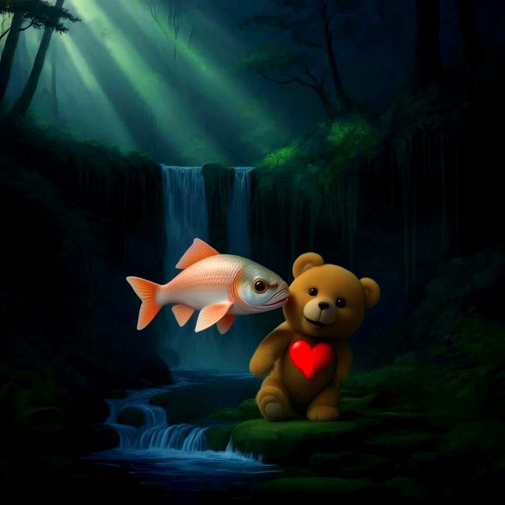 Serene River and Waterfall Landscape