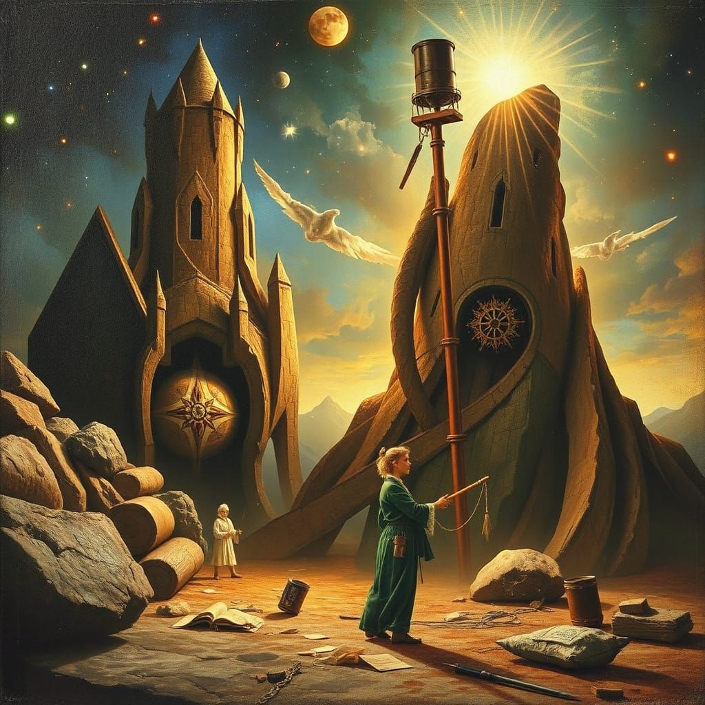 Steampunk Renaissance Masterpiece in Parallax Perspective