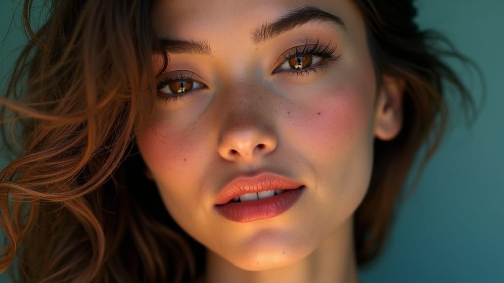 Hyperrealistic Portrait of Elegant Woman with Symmetrical Fa...