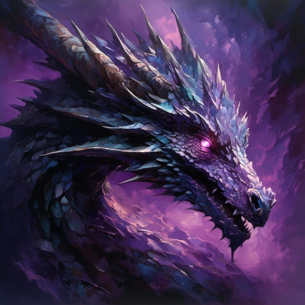 Iridescent Dragon in Crystal Cave, Digital Art