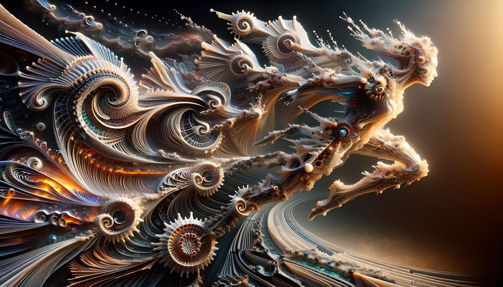 Dramatic Bioforms in Iridescent Vogue Layout