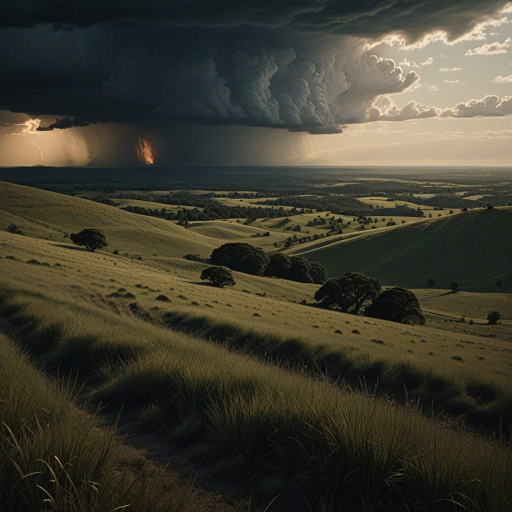 Epic Stormy Landscape Before a Thunderstorm