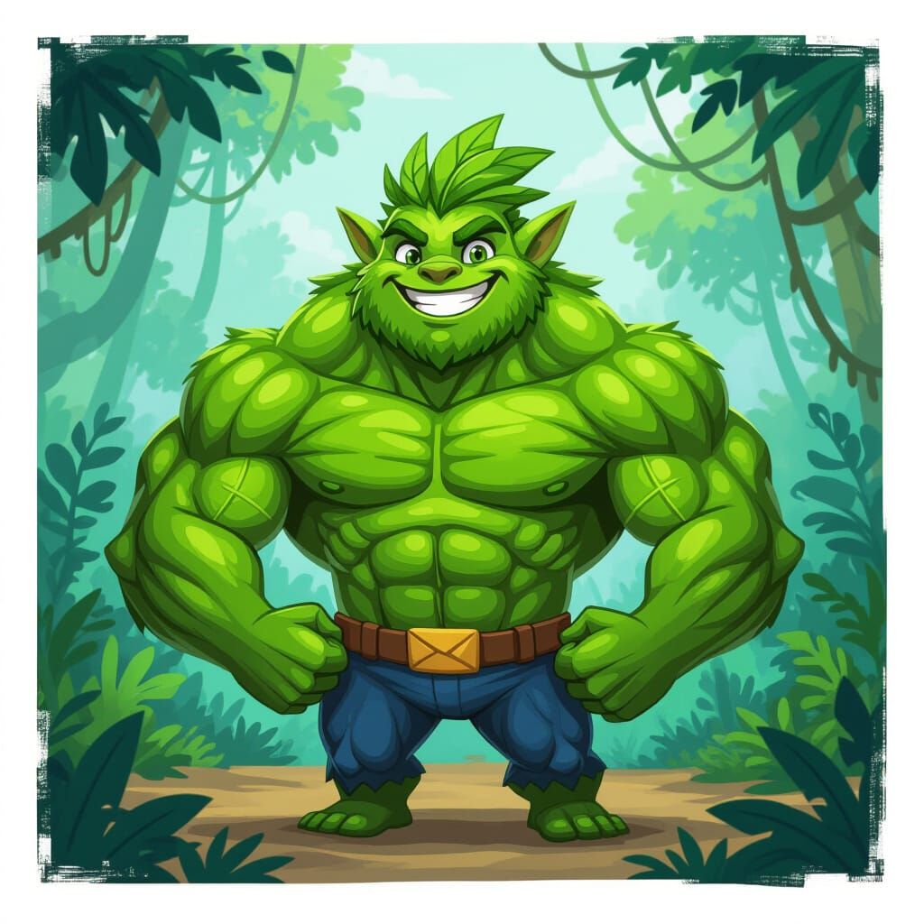 Plant Superhero in Jungle Setting