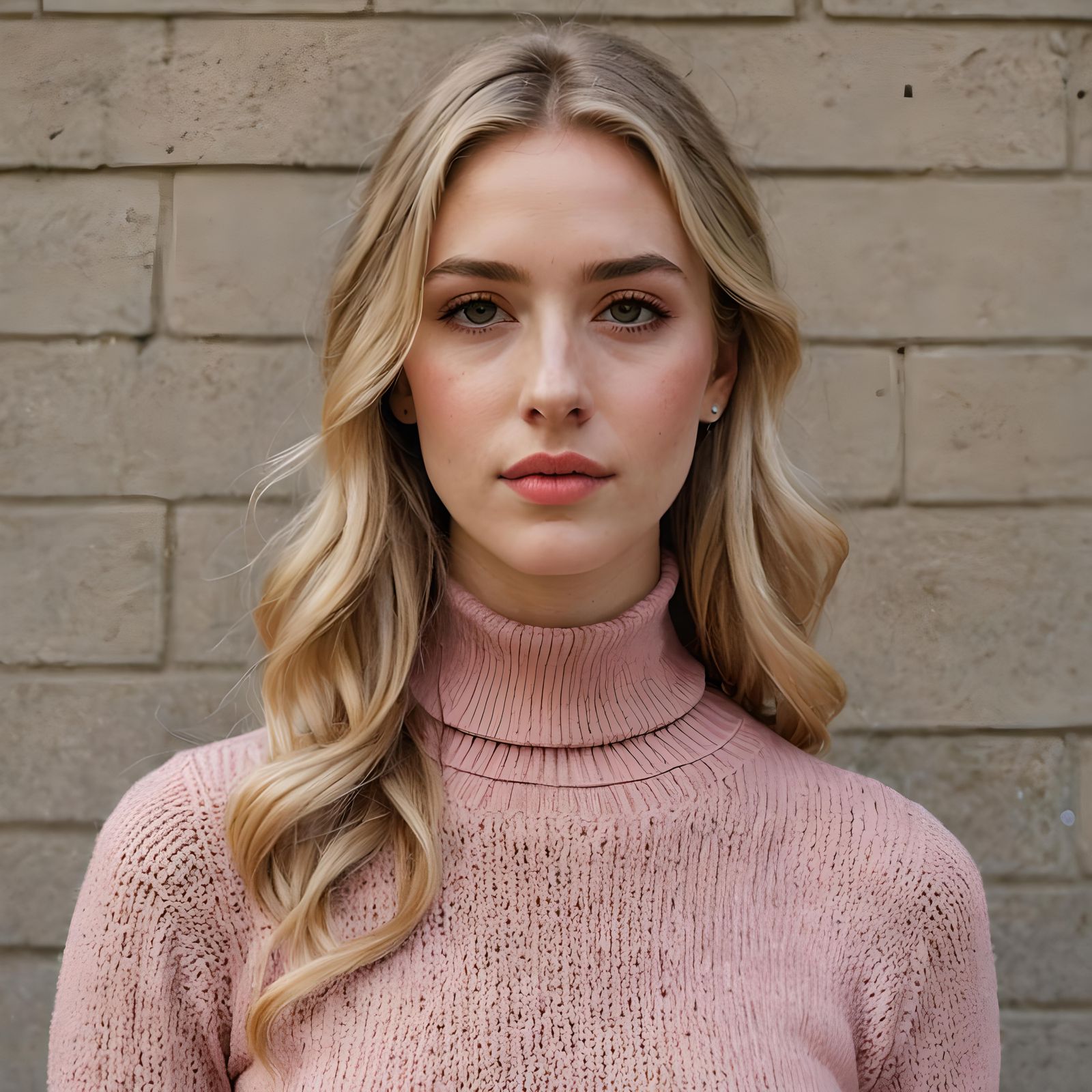 Helen of Troy: Blonde Beauty in Pink Sweater