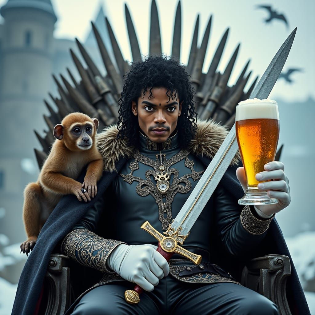 Michael Jackson on Iron Throne in 3D Render