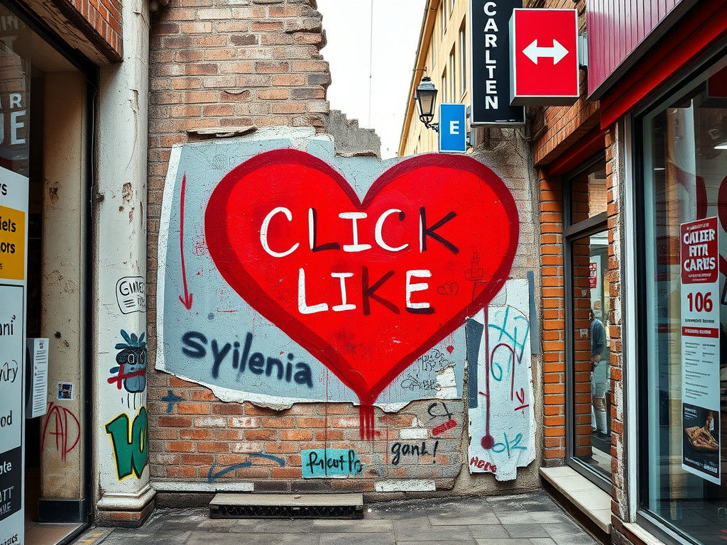 Click Like Graffiti Heart in Urban Street Art