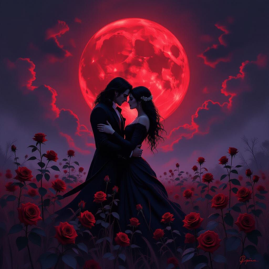 Eternal Cursed Lovers Under Blood Moon