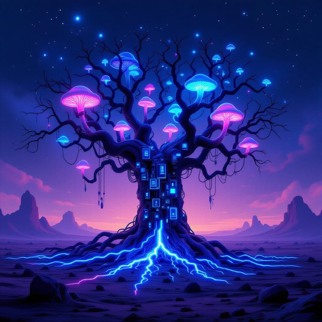 Surreal Tree of Wires and Circuits in Alien Landscape