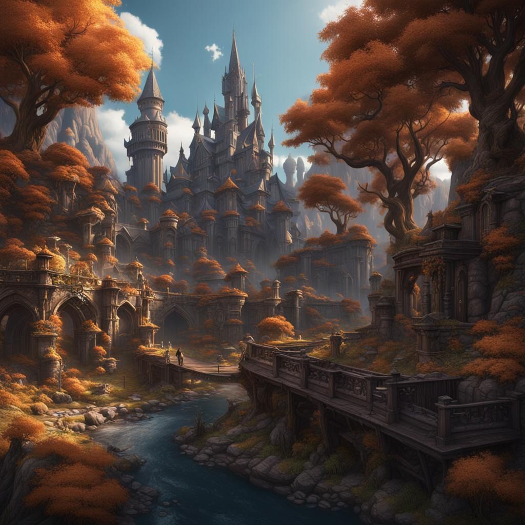 Fantastical Detailed Matte Painting in Deep Color