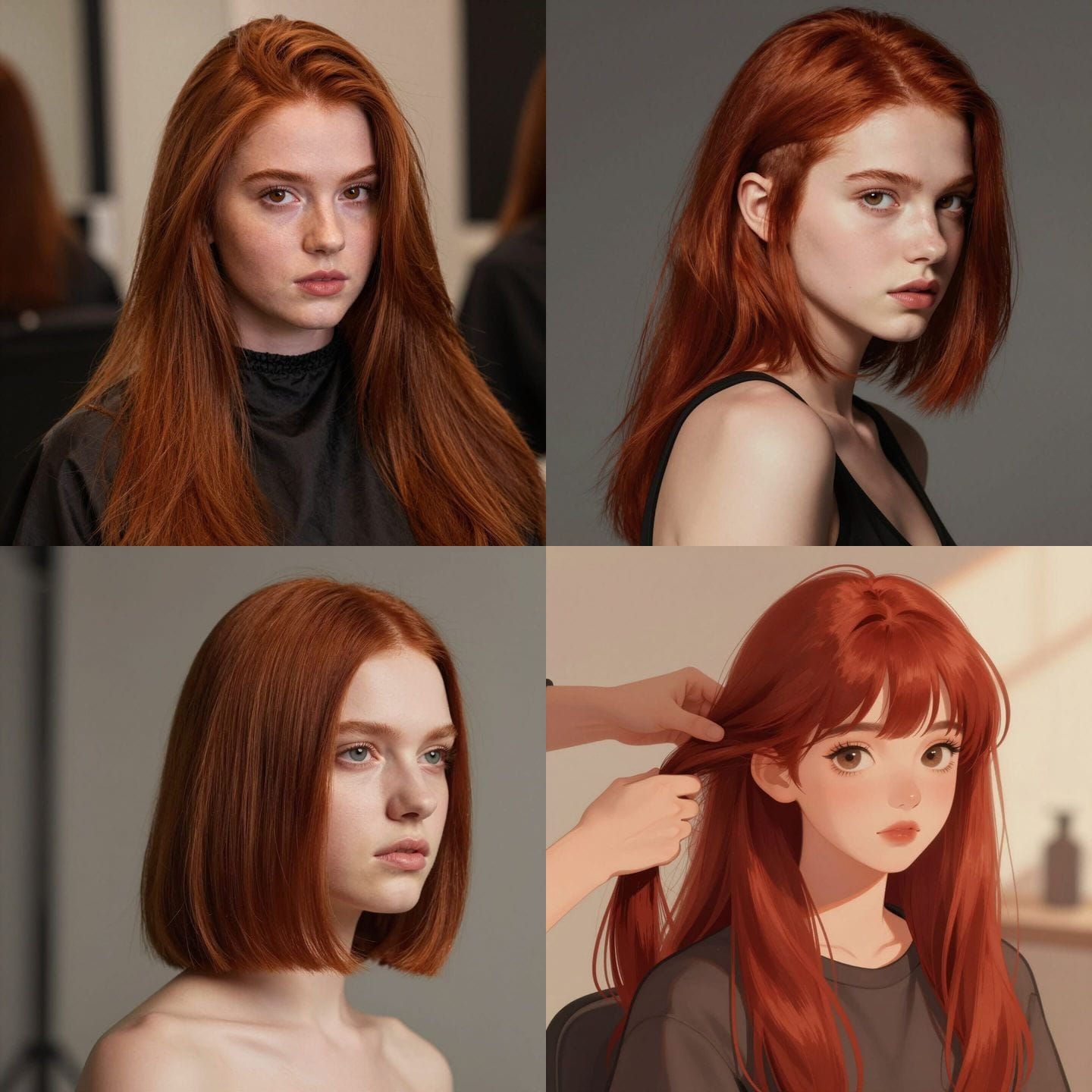 Young Woman with Red Hair Gets a Bob Haircut
