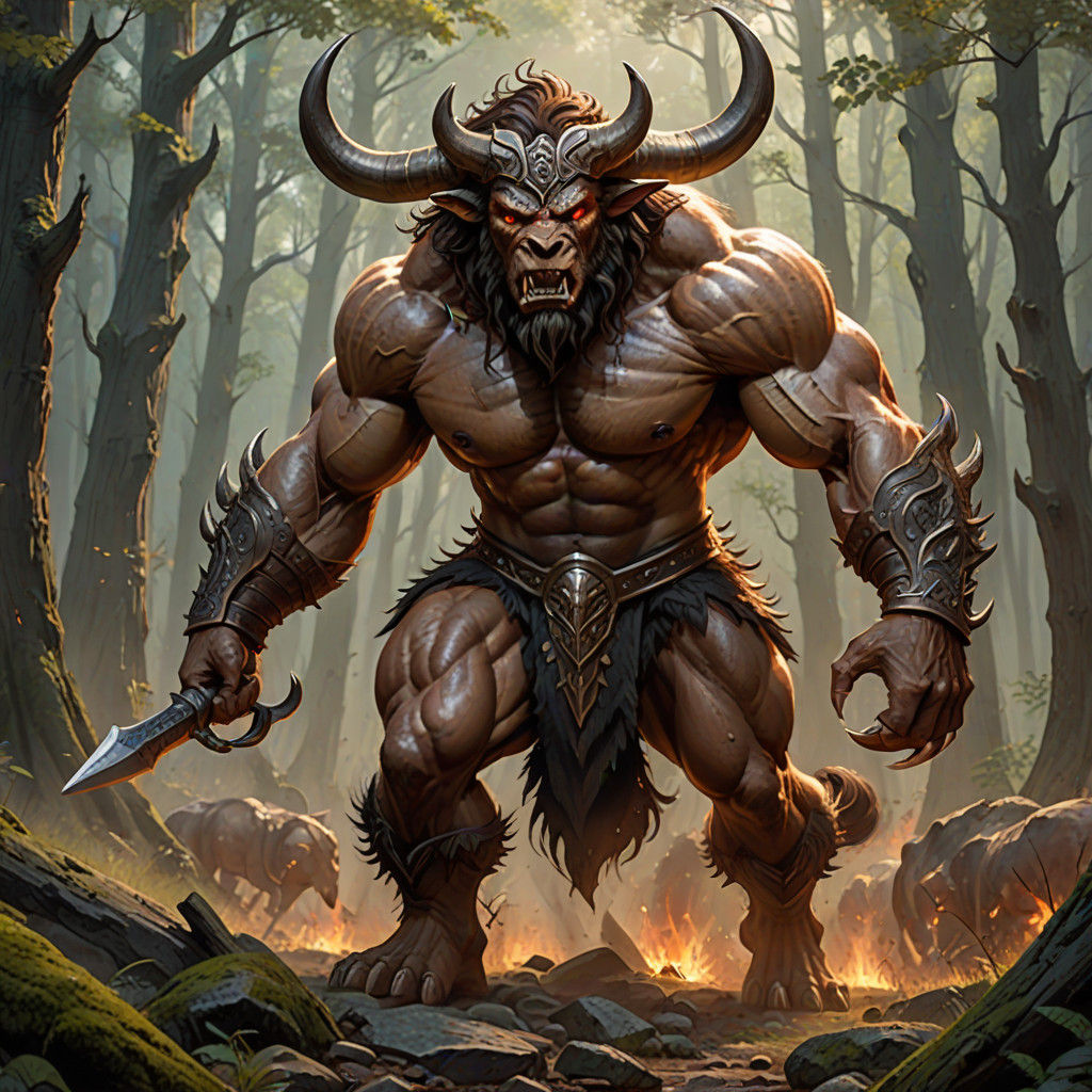 A Brawny Minotaur with a Fierce and Feral Face