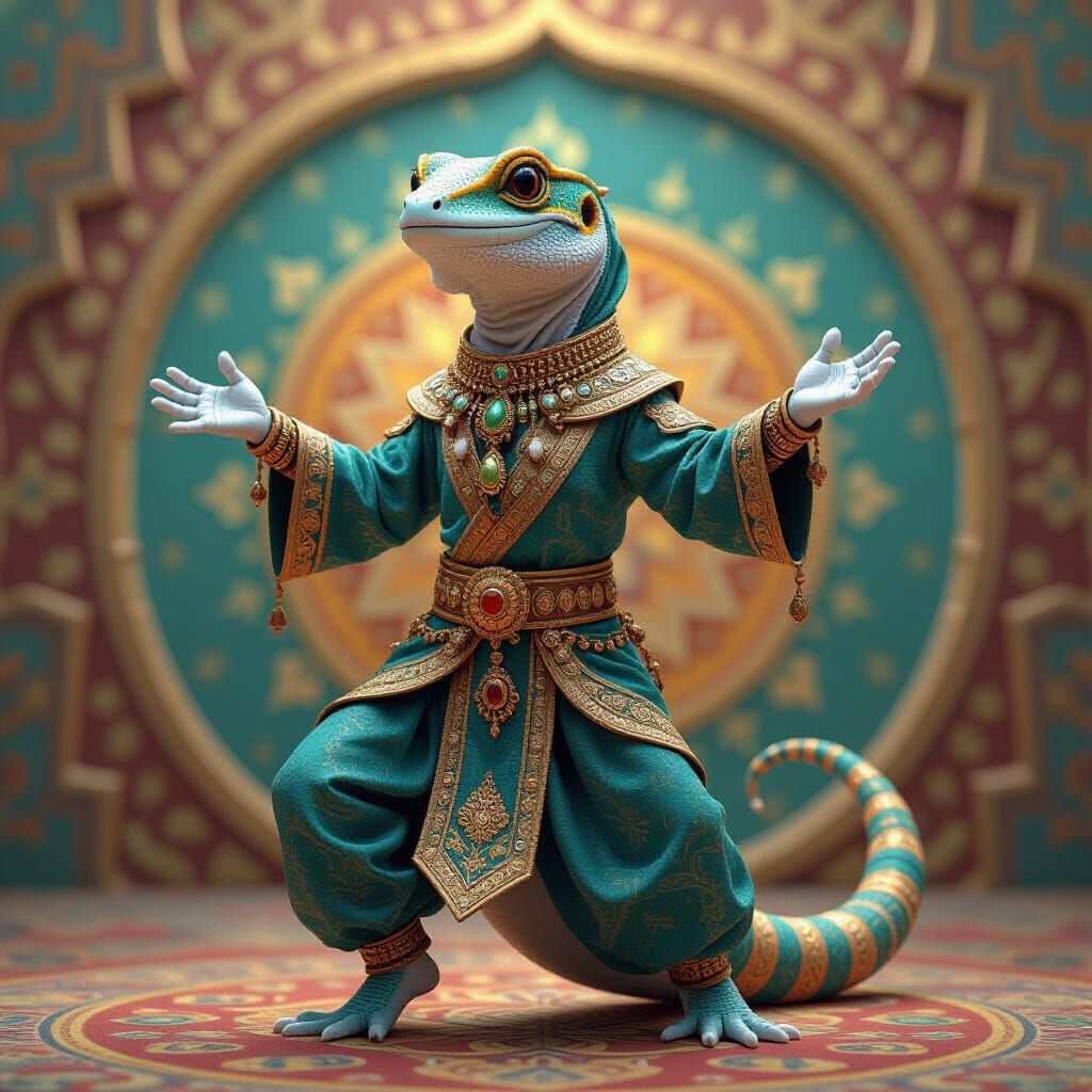 Jeweled Gecko Dancer in Arabian Style