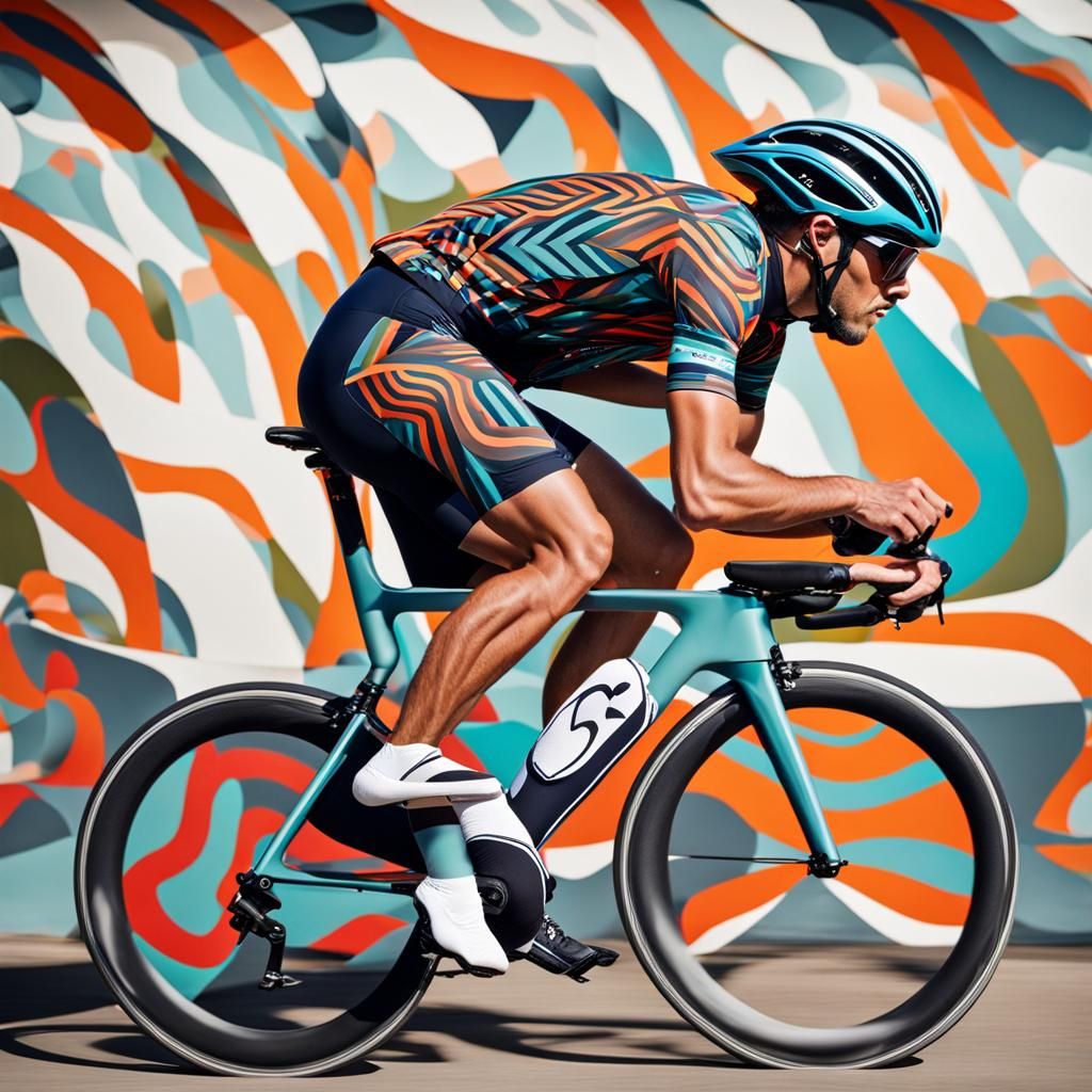 Cyclist with Nature-Inspired Aerodynamic Helmet