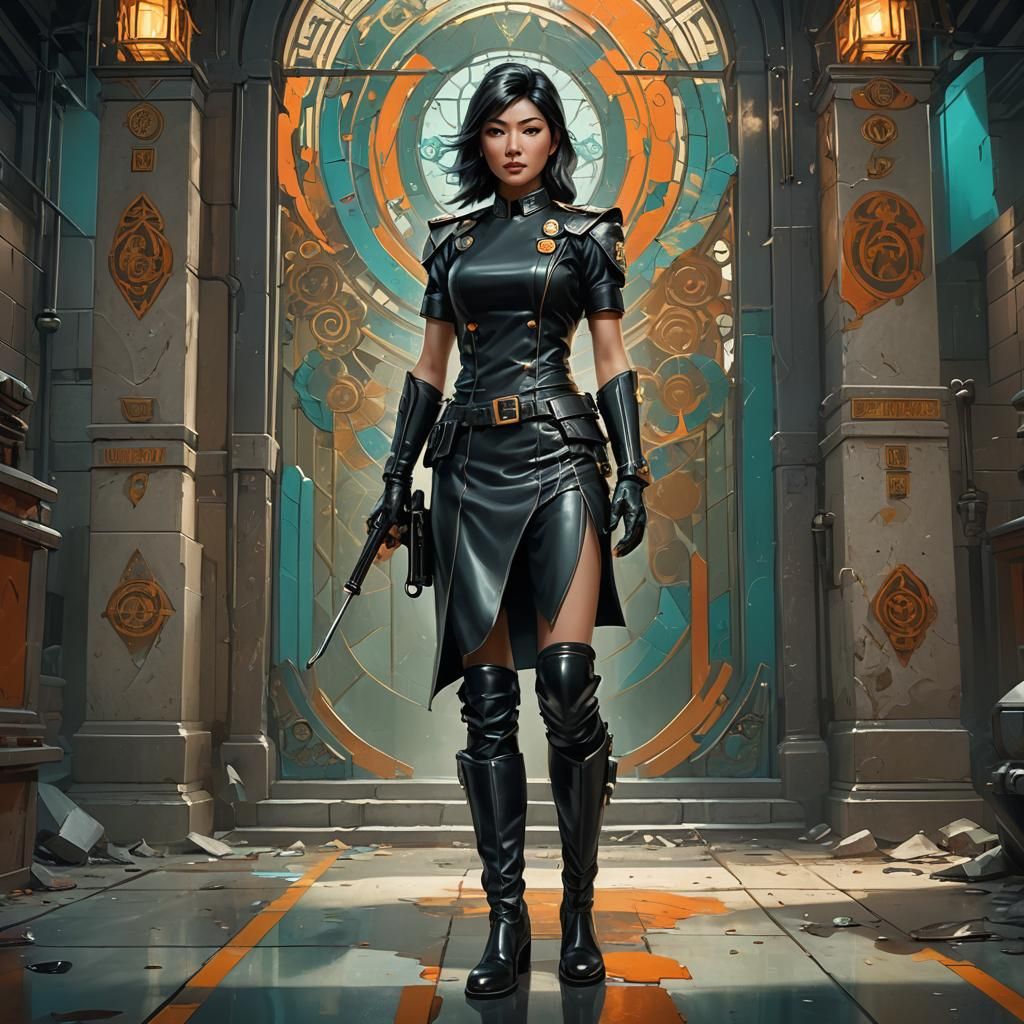 Dominant Prison Guard in Leather, Digital Art