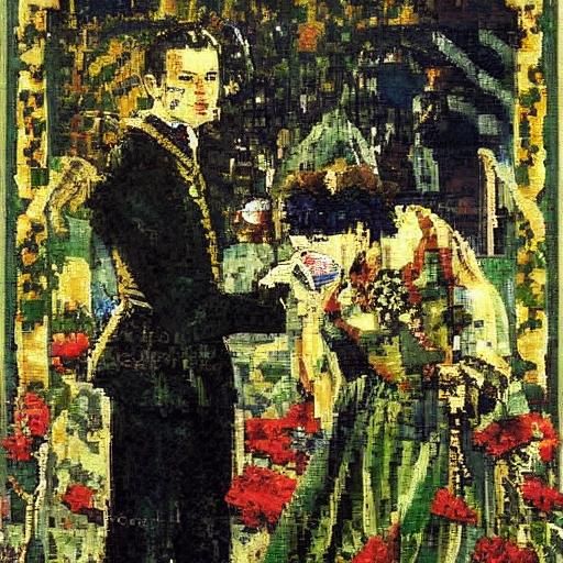 Pixelated Vampire Attack in 18th Century Pixel Art