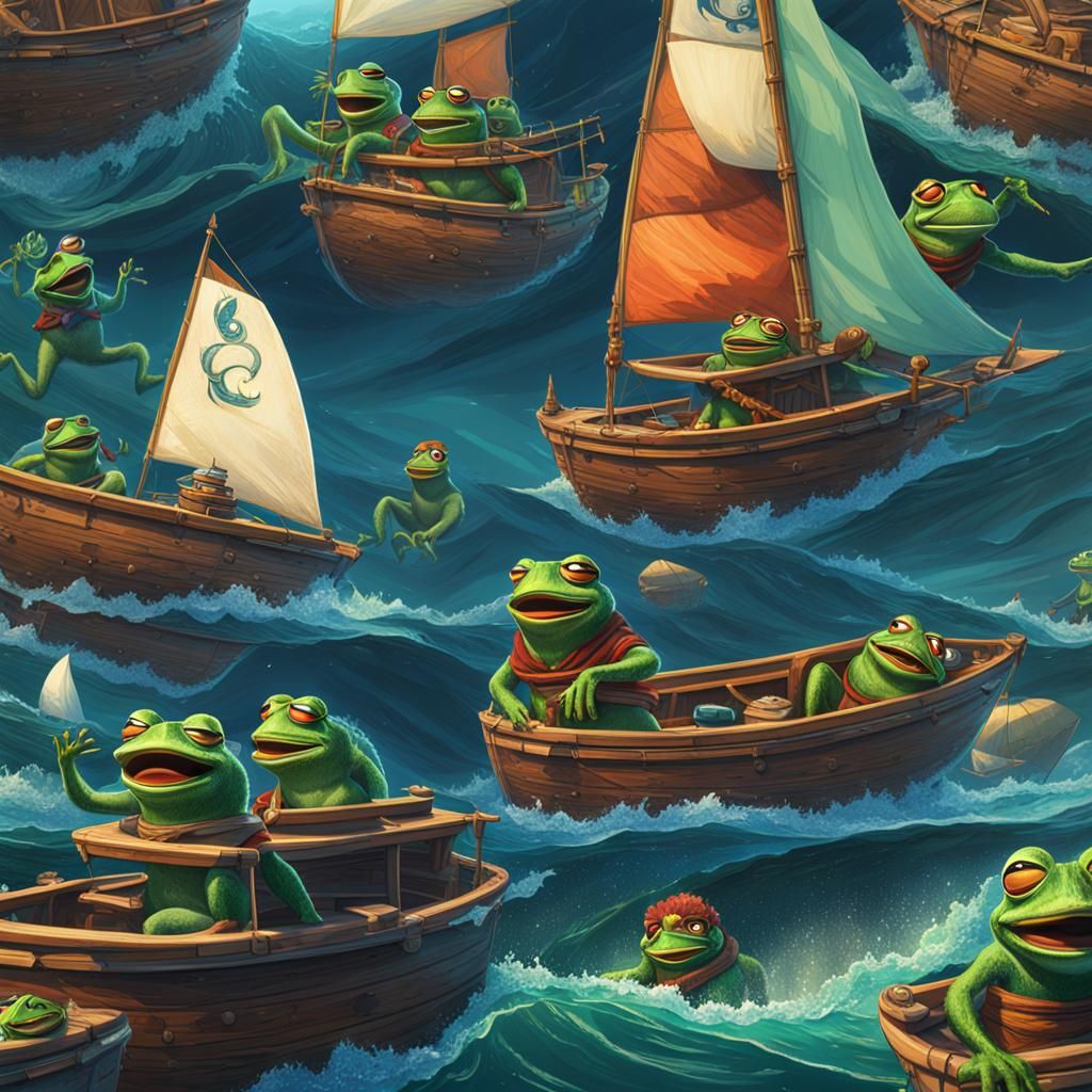 Pepe the Frog Sailing: Detailed Matte Painting
