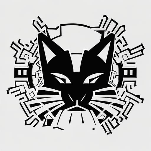 Cat and Circuits Vector Logo Design