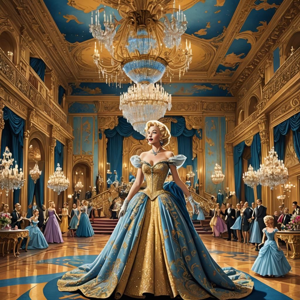 Marilyn Monroe as Cinderella in 1950s Disney Style