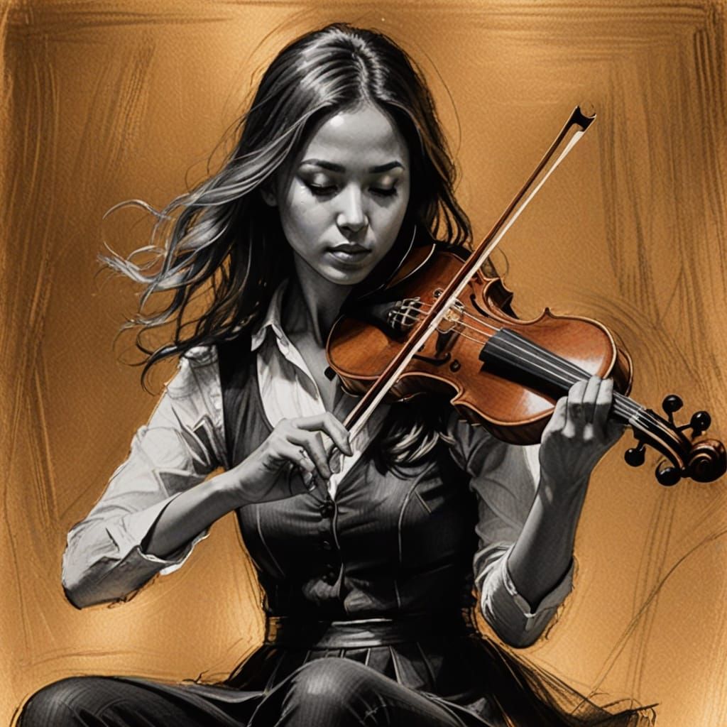 playing violin.
