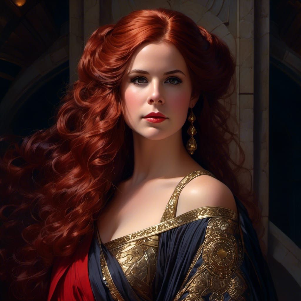 Rococo Female Jedi Portrait with Red Hair